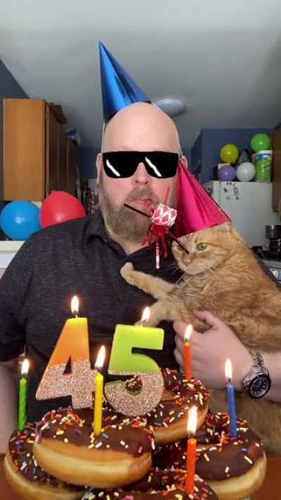 At home party with kitty since we can&rsquo;t go out with friends because of restrictions.
