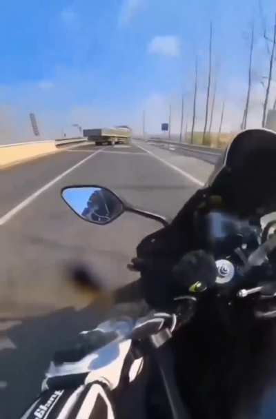 Biker cannot stop in time