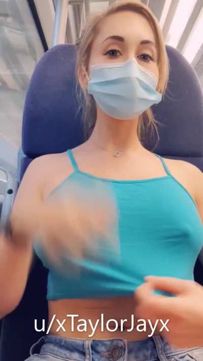 I was a bit nervous about this one as it&rsquo;s been a while since I flashed these tiddies right next to people but wow, it&rsquo;s such a rush! [GIF]