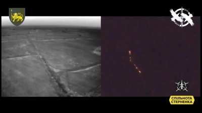 Ukraine's 60th Mechanized Brigade's "Vidar" drone team posted footage showing another Russian-held tree line burned out using a specialized incendiary drone loadout, spraying a napalm-like substance downward. Published September 4, 2024