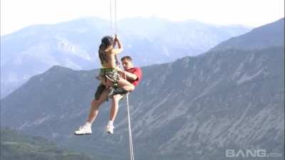 Lady Mai rappels down onto his cock
