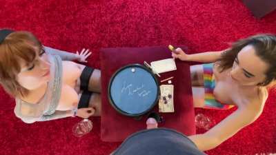 Handjob Game dice challenge with Lilly (all natural big tits redhead) and Alice (the raver edm lover girl in rainbow see through outfit) Level 2: Difficulty "impossibru"