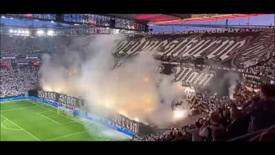 Frankfurt tifo and pyro against Westham United in the UEFA Europa League.