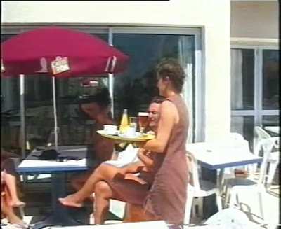 Parafotos - Mediterranean France Naturally (UK2001) - A caf&eacute; with friends at Oasis, Leucate