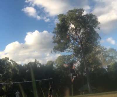 Jump serving at the park