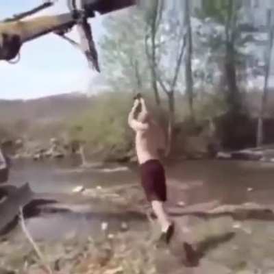HMFT after using a backhoe to try and make the water.