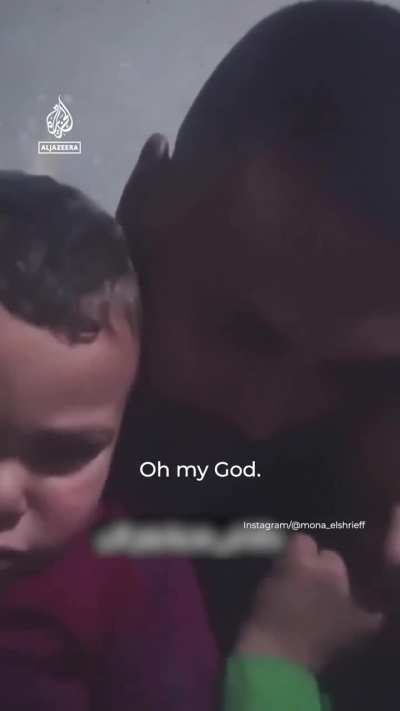 a Palestinian family, a father and his terrorized, traumatized and terrified little children sheltering in their home as the Zionist regime&rsquo;s relentless bombardment in Rafah continues and as the near by shelling can be heard