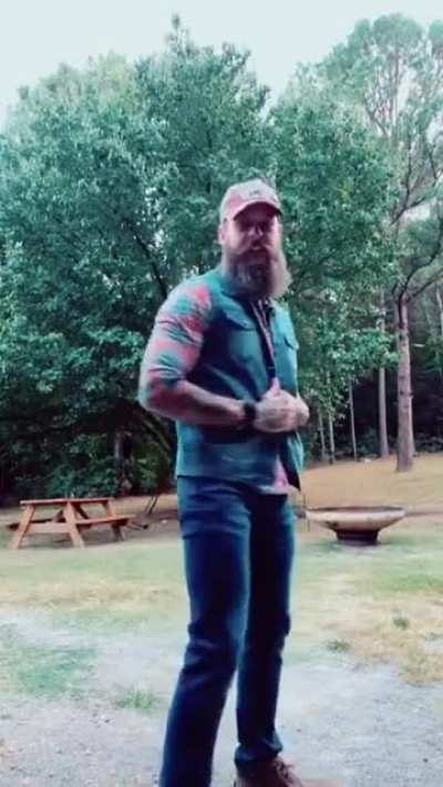 Flexing his new denim