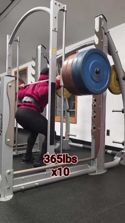 415lb Dual Action Smith Squat &amp;amp; 365lbs x10 at 180lb bw