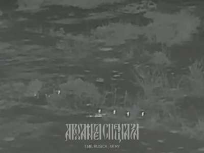 Thermal view of a Ukrainian DRG being hit by a mortar shell. Near Syn'kivka, February 2024.