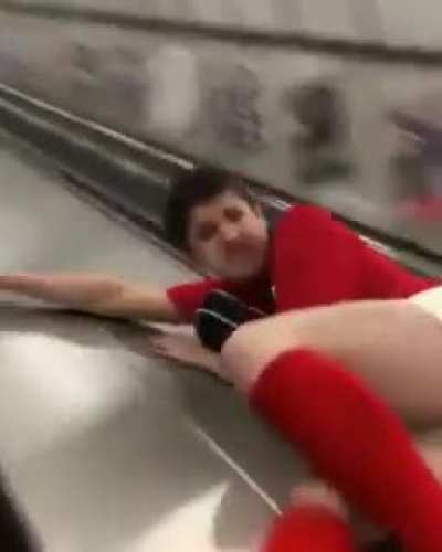 Treating an escalator like a slide&hellip; 🤦&zwj;♂️