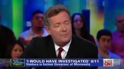 Jesse Ventura saying Bush admin knew and ignored intelligence about 9/11, audience claps for that, the host(Piers Morgan) cuts him off and goes to a break