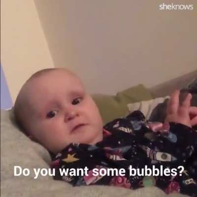 Baby and dad debate bath time