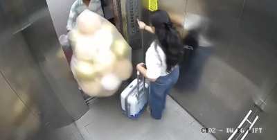 Balloon explosion in elevator
