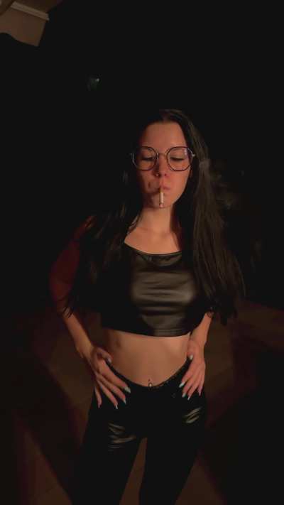 Midnight smoke in tight leather&hellip; join me under the stars? 🌙💨