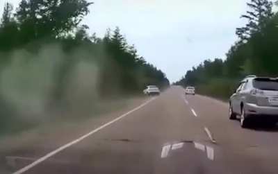 Bouncing car, smoke, gone