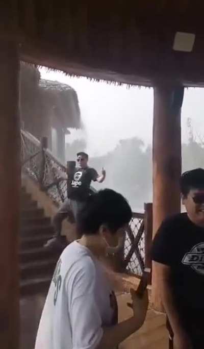 A real man never runs away from a water coaster, oh wait...