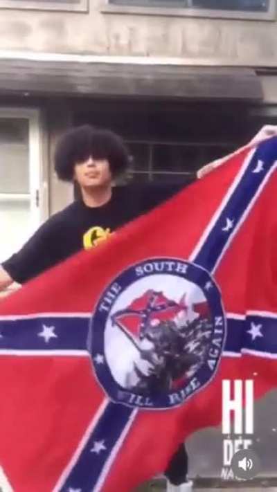 Teenager burns random house confederate flag