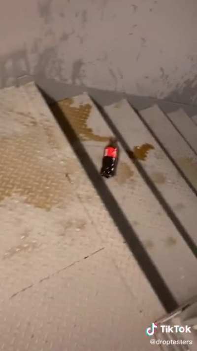 TikToker drops fizzy Mentos Coca-Cola down like, 20 floors. (She does this all the time and constantly disturbs neighbors.)