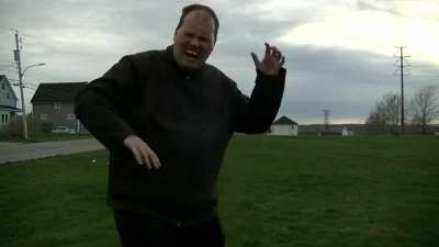 The Guy Dancing then Being Chased by Pelicans Once Again