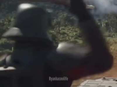 Mando throws a spear&hellip;