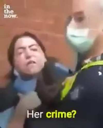 Victoria, Australia. The woman had a medical exemption for not wearing a mask. Police never asked to see it & choked her before she could show it. The officer was cleared. The woman was ultimately arrested & charged with assaulting a police office