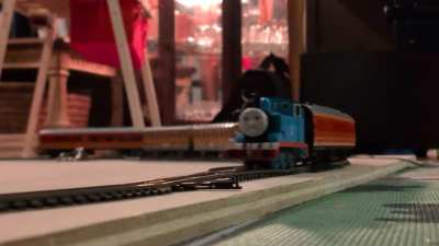 "Henry says it's hard to pull trains, but I think it's easy!"