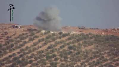 Opposition BGM-71 TOW strike on a Syrian 2S1 Gvozdika howitzer on al-Sheik Yousef Hill, Aleppo Countryside - 10/23/2014