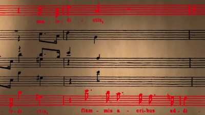 The composition of Mozart's Requiem from the film Amadeus, but with sheet music