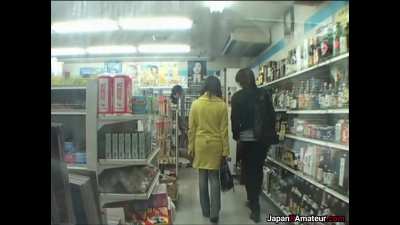 Japanese Girl Putting On A Show In A Convenience Store