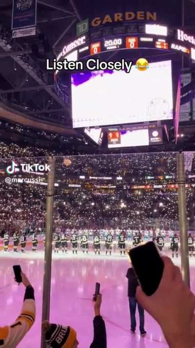 Bruins fan yells "Fuck you Cancer" to the delight of the Boston crowd