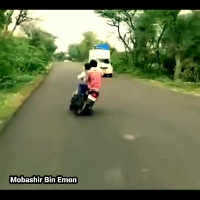 Driving motorcycles in a weird style