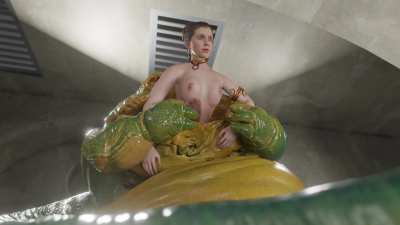 A vore scene where Jabba devours Slave Leia (PN34)