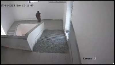 Close quarter gunfight in a Somalian hotel between Al-Shabaab and some security guards with pistols.  1/22/2023 