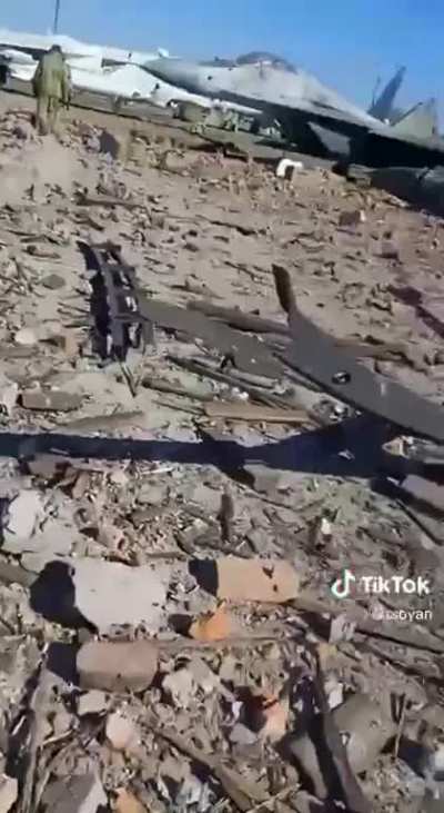 ua pov: Ukrainian soldiers walk through former Ukrainian airbase - most likely Mirgorod