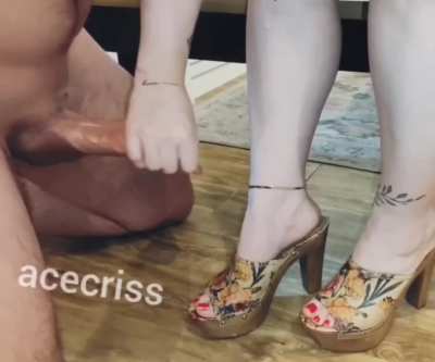 Milking him all over my new shoes