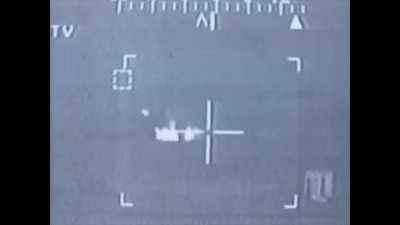 AH-64 Apache takes out an Iraqi truck traveling at speed with a Hellfire missile during the Battle of Rumaila on March 2nd 1991
