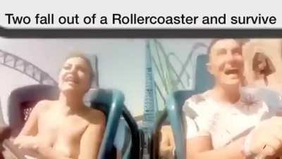 Two fall out on a rollercoaster