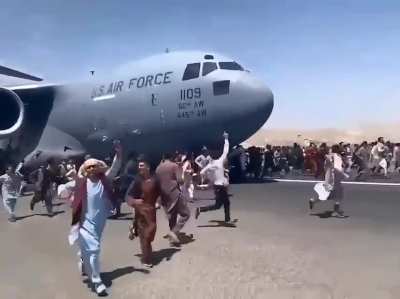 Scenes from the runway of Kabul Airport