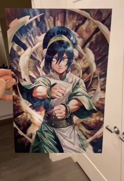Lenticular Artwork - created by interlacing strips in alternating orders so light reflecting at different angles shows multiple images ... this is my "Avatar the Last Airbender" 3D Lenticular Fan Artwork I created ... hand drawn &amp;amp; self-produced!