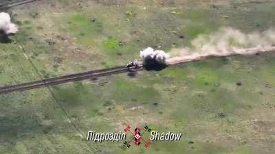 Russian Mechanized Assault destroyed by Artillery &amp;amp; FPV Drones. By &laquo;Shadow&raquo; Drone Unit. Ukraine, June 2024.