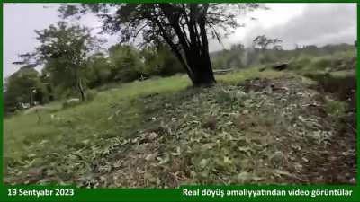 A capture of Armenian positions in Agdere, Karabakh. Helmet camera footage from Azeri soldier. September 19, 2023
