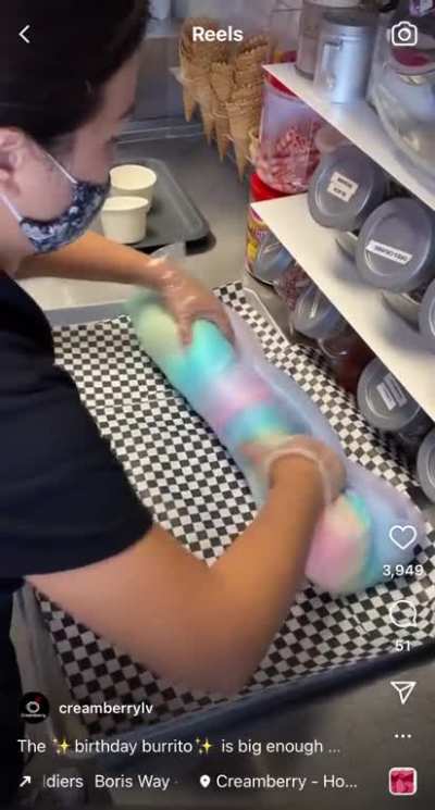 Cotton candy/ice cream/cereal/candy "burritos"