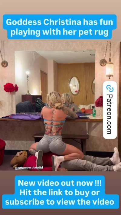 Goddess Christina plays with her pet Rug