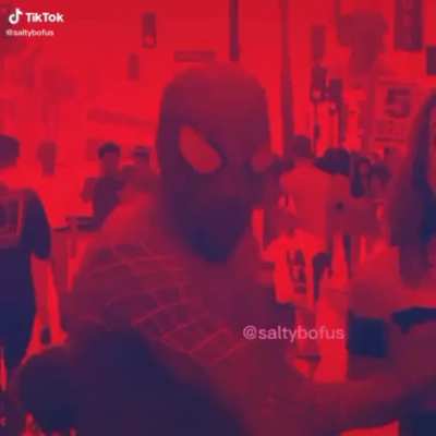 Uh oh. Spider man in trouble.