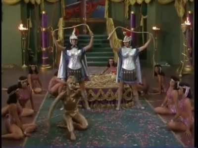Young Julie Newmar (dob 8/16/33) danced dressed and painted Gold in "Serpent of the Nile" (1953)
