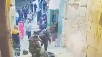 Woman tries to stab a soldier wearing a stab resistant vest