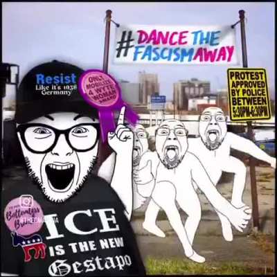 Dinosaur costumes against fascism! (Liberalism rule)