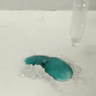 Rehydrating anhydrous Copper Sulphate. Copper Sulphate production video link in comments.