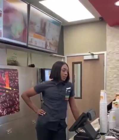 Just imagine if you will.... a white lady in place of the black lady (the irate one not the one trying to do her job)